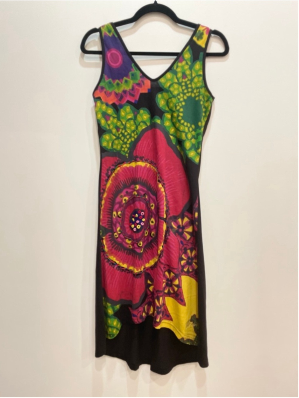 Desigual Sleeveless Cotton Dress S Multcolor Embroidered Maximalist Artsy